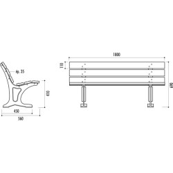 Banc en bois et pieds en fonte Cologne