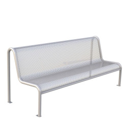 Banc Fabregas en tôle d'acier perforé gris argent - Livré monté