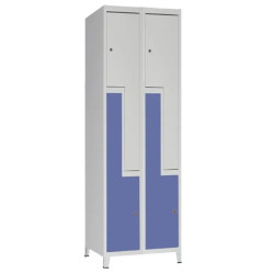 Casier vestiaire monobloc sur pieds - 2 casiers en L par colonne SL