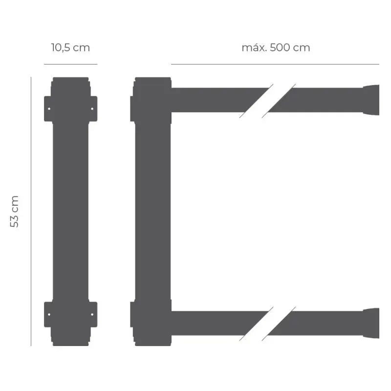Enrouleur mural gestion file d'attente 2 sangles rétractables