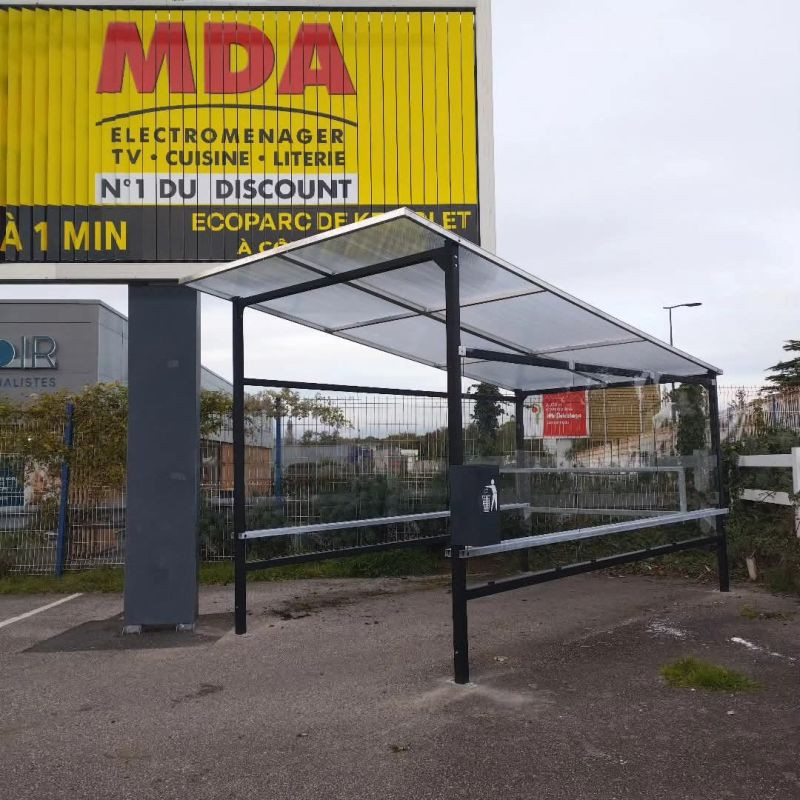 Abri avec toit droit en pente 45 chariots