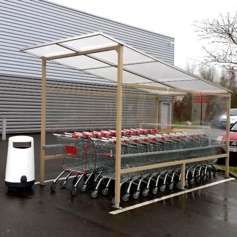 Abri avec toit droit en pente 45 chariots