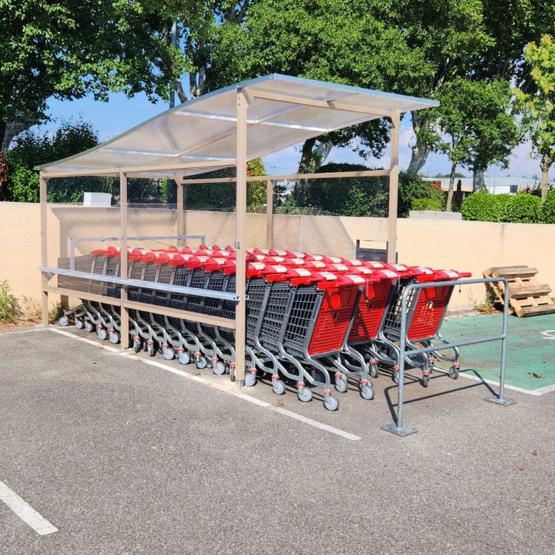 Abri avec toit en vague 45 chariots