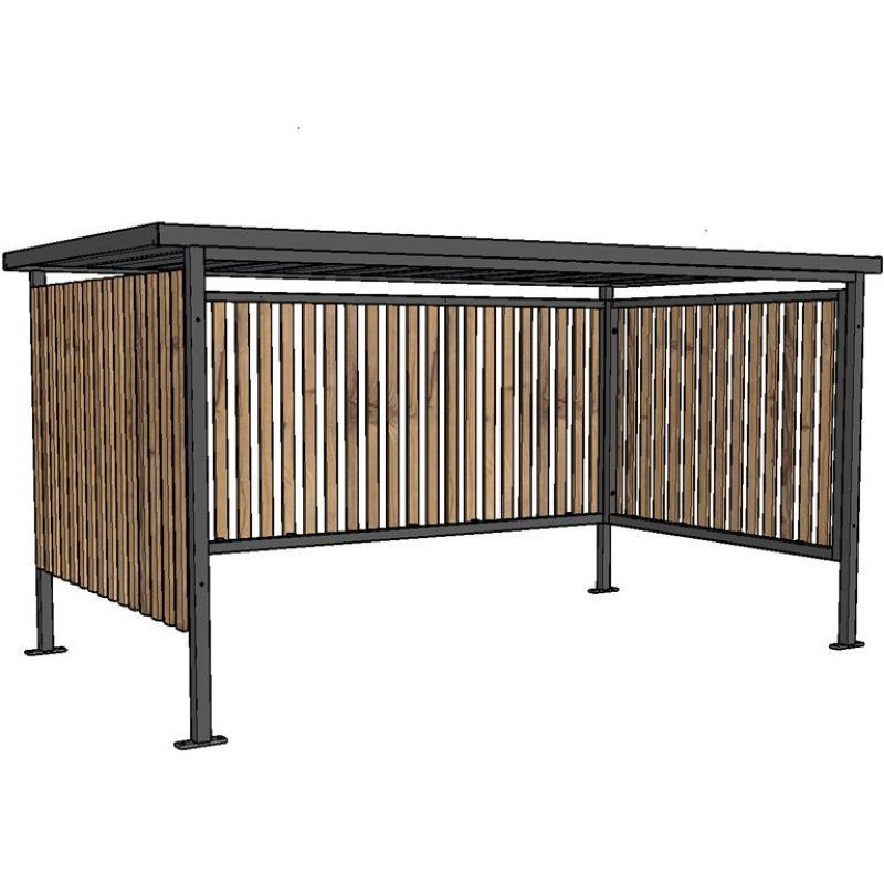 Abri à toit plat pour 10 vélos ou 3 motos