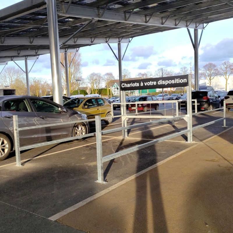 Parc pour caddies traditionnels, à plateaux ou lourds GSB et GMS