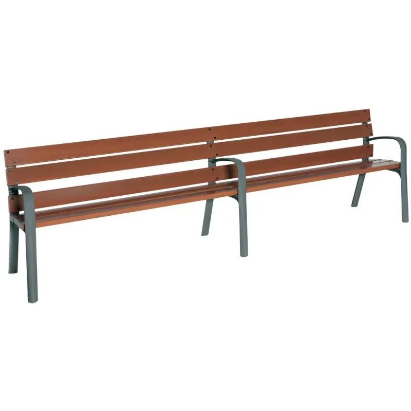 Banc Fabregas Modo L.300 cm 6 lames en bois et pieds en fonte