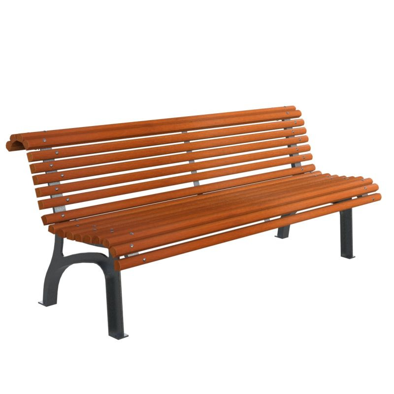 Banc Fabregas Plaza Real Guinea en bois exotique et pieds en fonte