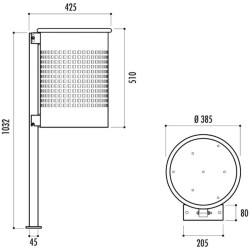 Poubelle en tôle d'acier perforé Cerdanyola 60 litres