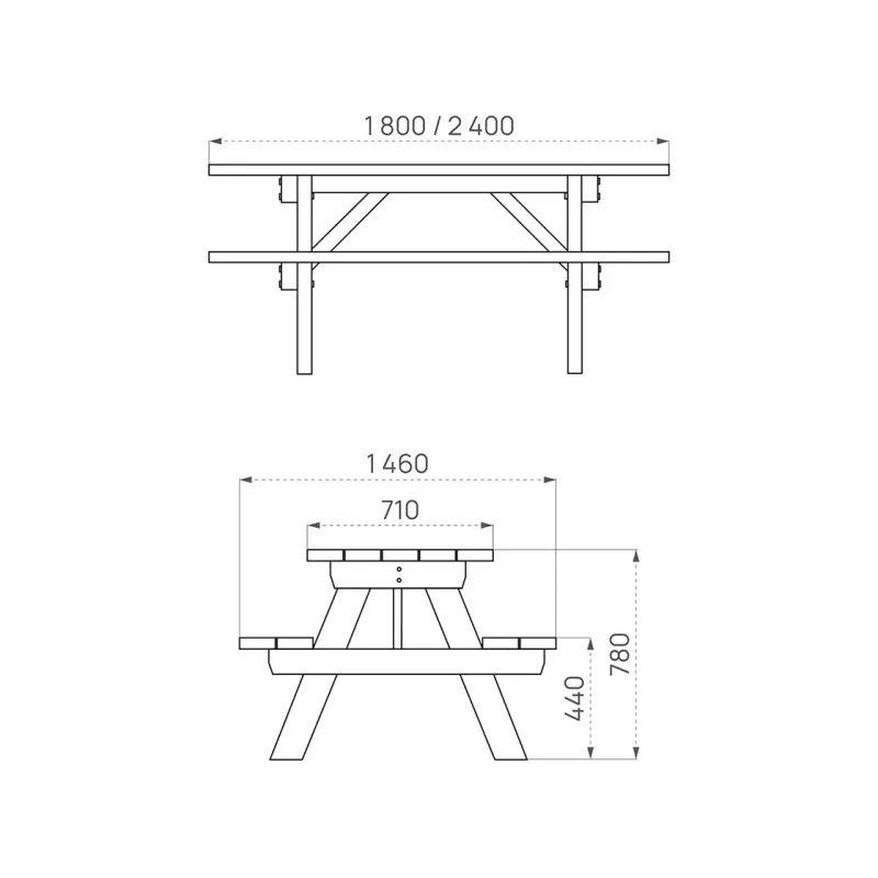 Table pique nique en pin Munich