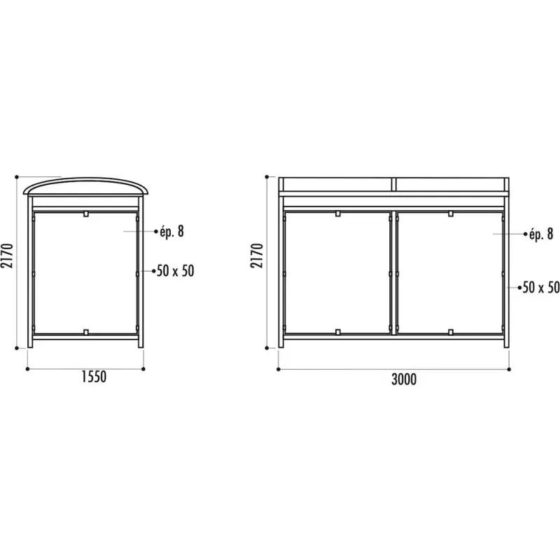 Abri bus Savone + 2 bardages latéraux