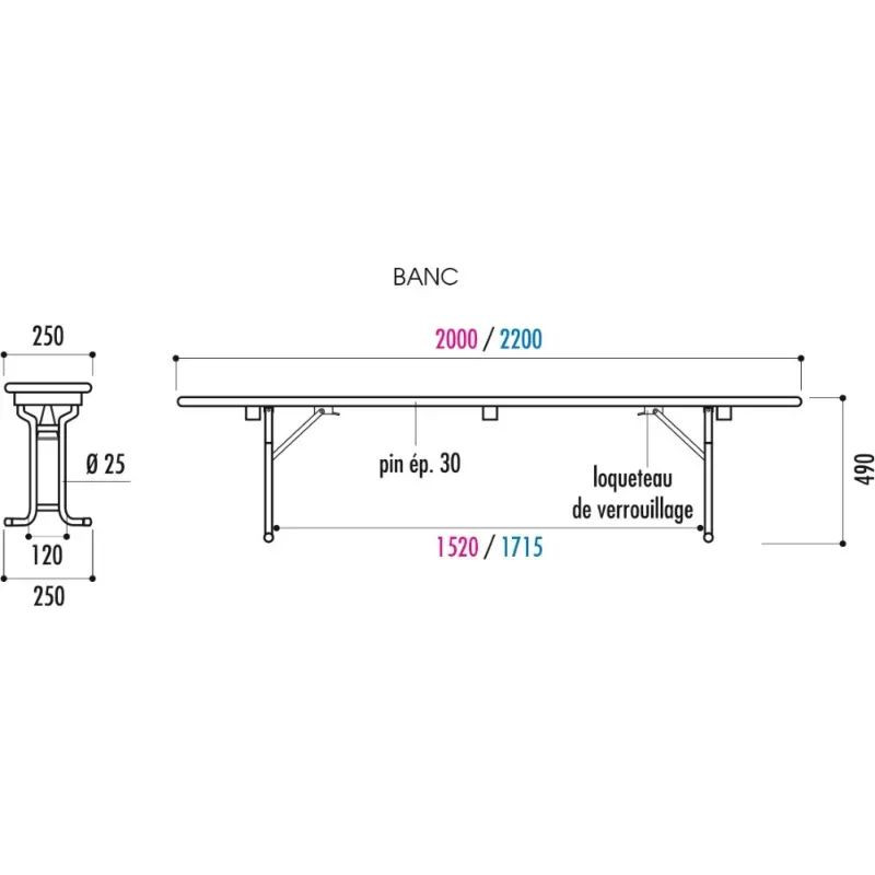 Banc en bois pliant et empilable Vienne