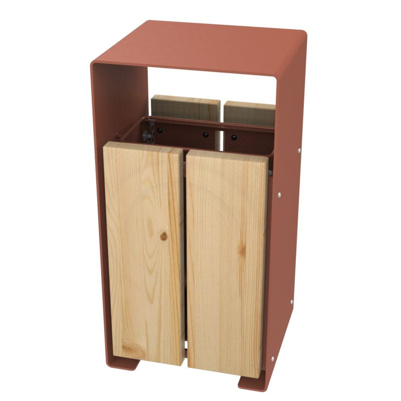 Corbeille Fabregas Taulo structure acier et 4 lattes en pin