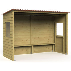 Abri bus bois Turin - Longueur 2 ou 3 M - Avec ou sans fenêtre