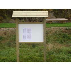 Panneau d'affichage extérieur en bois  avec toit
