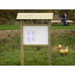 Panneau d'affichage extérieur en bois  avec toit
