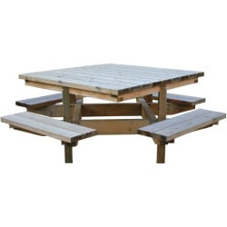 Table banc carrée en bois de pin Dublin- Loisirs Aménagements