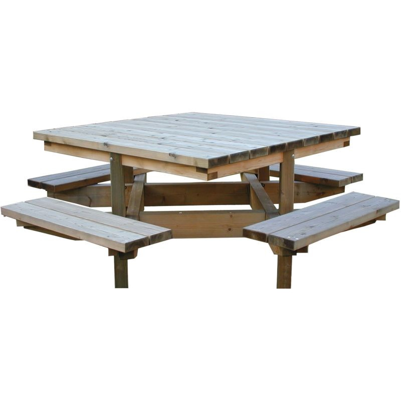 Table banc carrée en bois de pin Dublin- Loisirs Aménagements