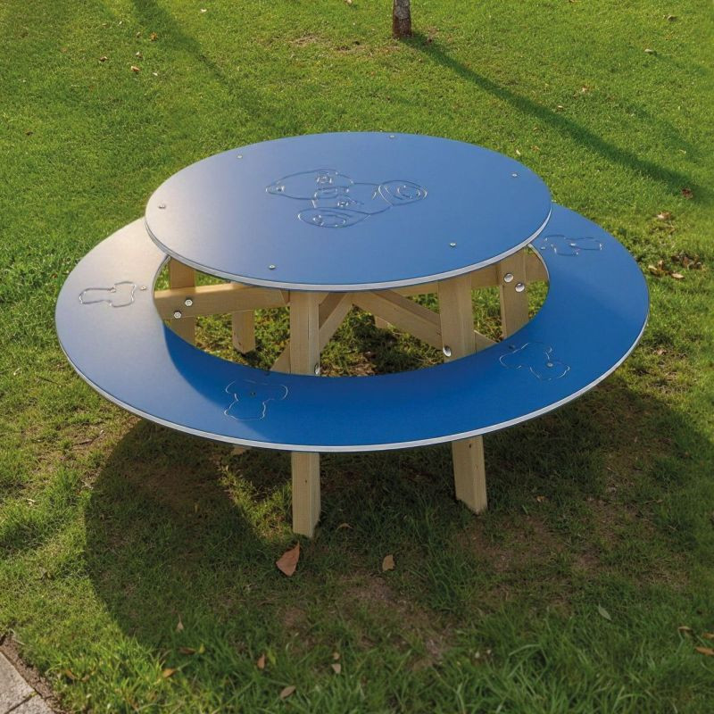 Table pique nique ronde pour enfants Ourson - Loisirs Aménagements