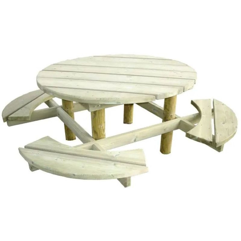 Table banc ronde en bois de pin Groseille - Loisirs Aménagements