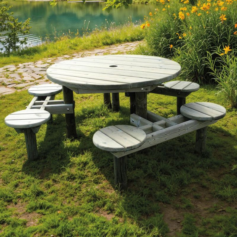 Table banc ronde 4 places Muscat - Loisirs Aménagements