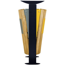 Poubelle de tri double flux sur pieds avec façade bois - Arkea