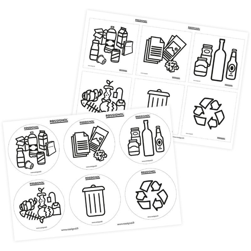 Lot de 2 planches de stickers tri sélectif Rossignol