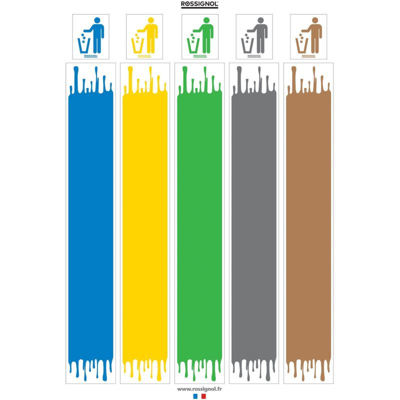 Lot de 3 planches de stickers tri sélectif