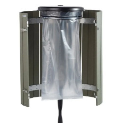 Entourage bois et matériaux recyclés support sac poubelle - Collec