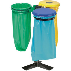 Poteau sur socle pour support sac poubelle 3 flux - Collec