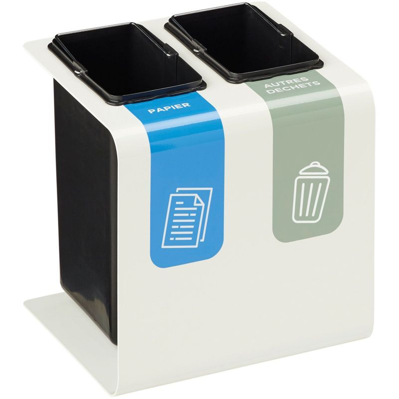 Poubelle de tri sélectif de bureau 2 ou 3 bacs Rossignol Tribu