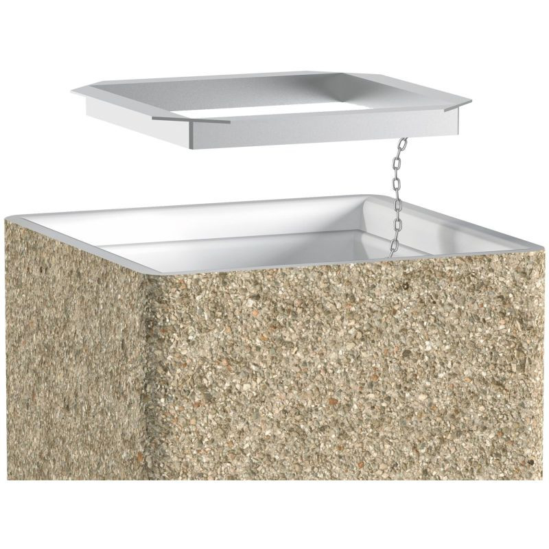 Cendrier béton à poser avec bac inox 9 litres - Rossignol Olympe