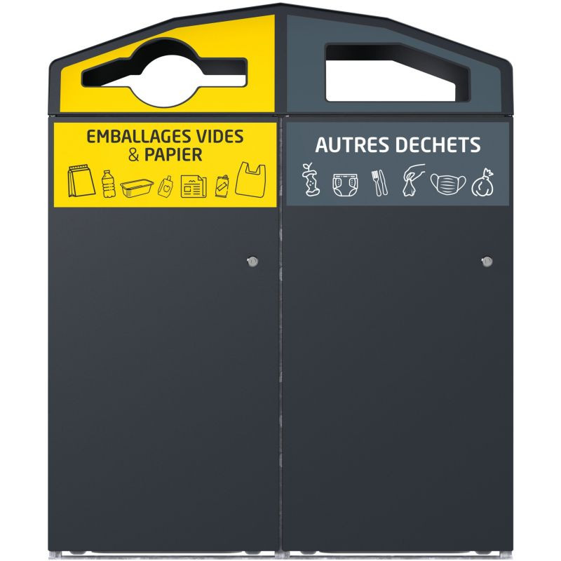 Poubelle Rossignol Trirok Caréné 2 flux avec bacs poubelles