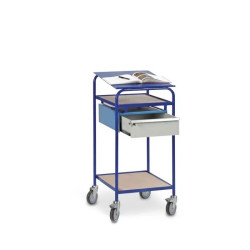 Pupitre d'atelier avec étagères sur roulettes