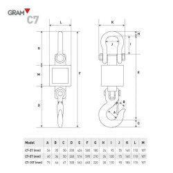 Crochet peseur C7 - Pesage aérien avec visualisation à distance