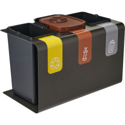 Poubelle Rossignol Tribu Biodéchets de tri sélectif 3 flux