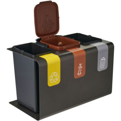 Poubelle Rossignol Tribu Biodéchets de tri sélectif 3 flux