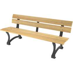 Banc Prague 3 places en bois et métal -Buton