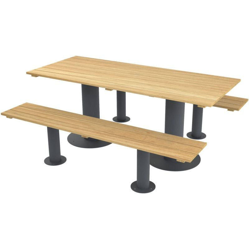 Table pique nique Buton Moka en bois et métal