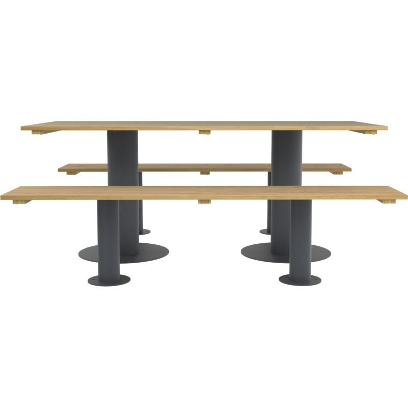 Table pique nique Buton Moka en bois et métal