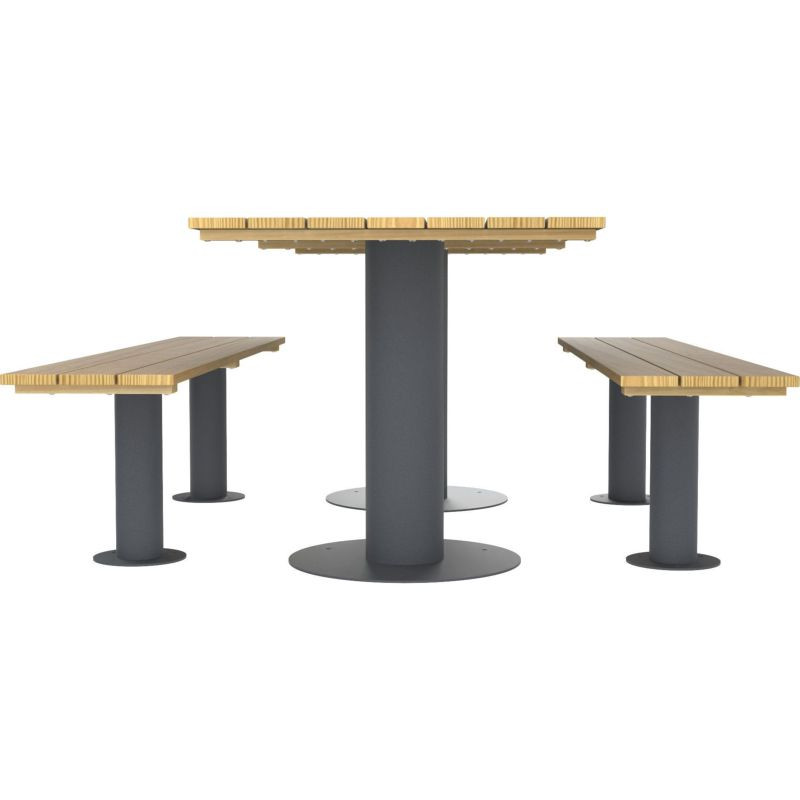 Table pique nique Buton Moka en bois et métal