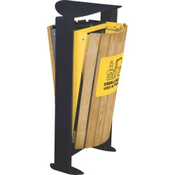 Poubelle de tri double flux sur pieds avec façade bois - Arkea