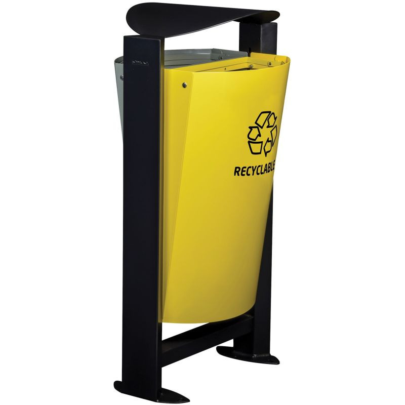 Poubelle de tri 2 flux sur pieds avec façade métal ou recyclé - Arkea
