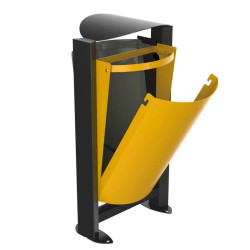 Poubelle de tri 2 flux sur pieds avec façade métal ou recyclé - Arkea