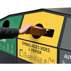 Point de collecte de tri extérieure 3 flux + bacs poubelles - Trirok