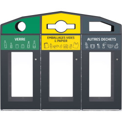 Point de collecte 3 flux vigipirate + supports de sacs - Trirok