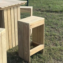 Table haute et tabouret haut d'extérieur en bois Guinguette