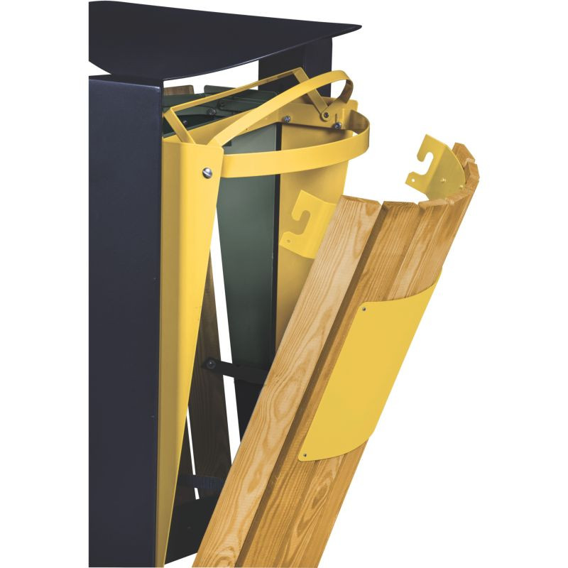 Poubelle de tri double flux sur pieds avec façade bois - Arkea