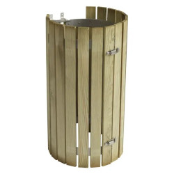 Entourage bois et matériaux recyclés support sac poubelle - Collec