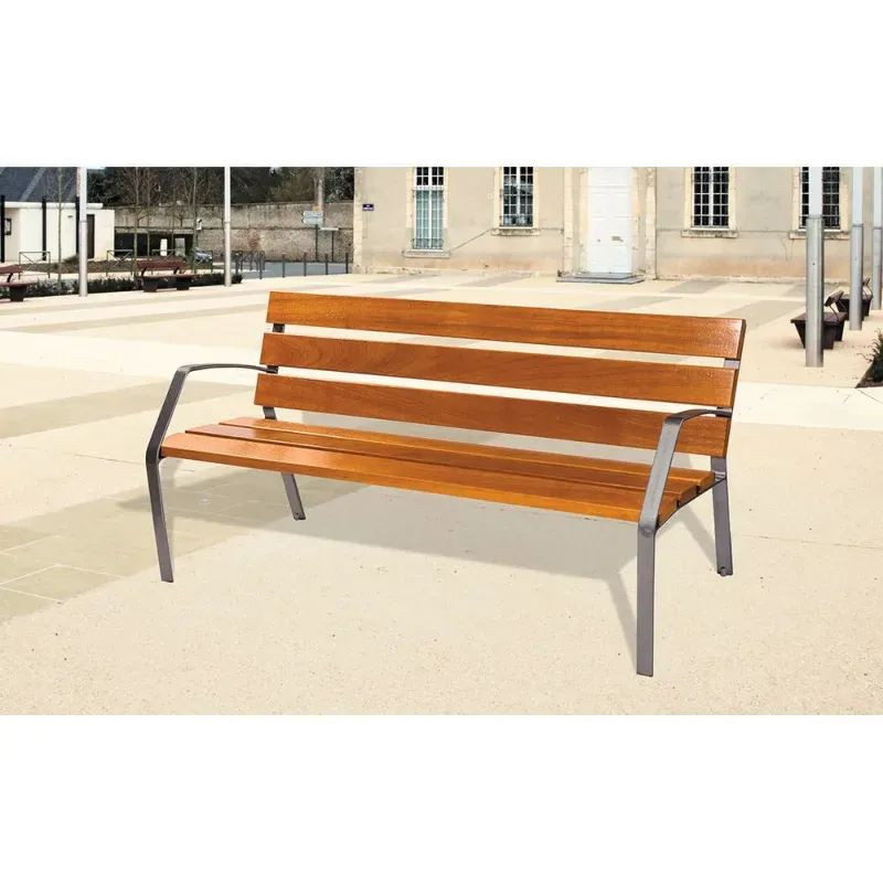 Banc Fabregas Modo 08 6 lames 180 cm - Bois exo et pieds en fonte