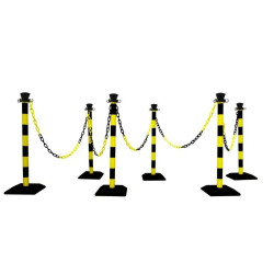 Kit 6 poteaux de chantier PVC + 10 M de chaîne